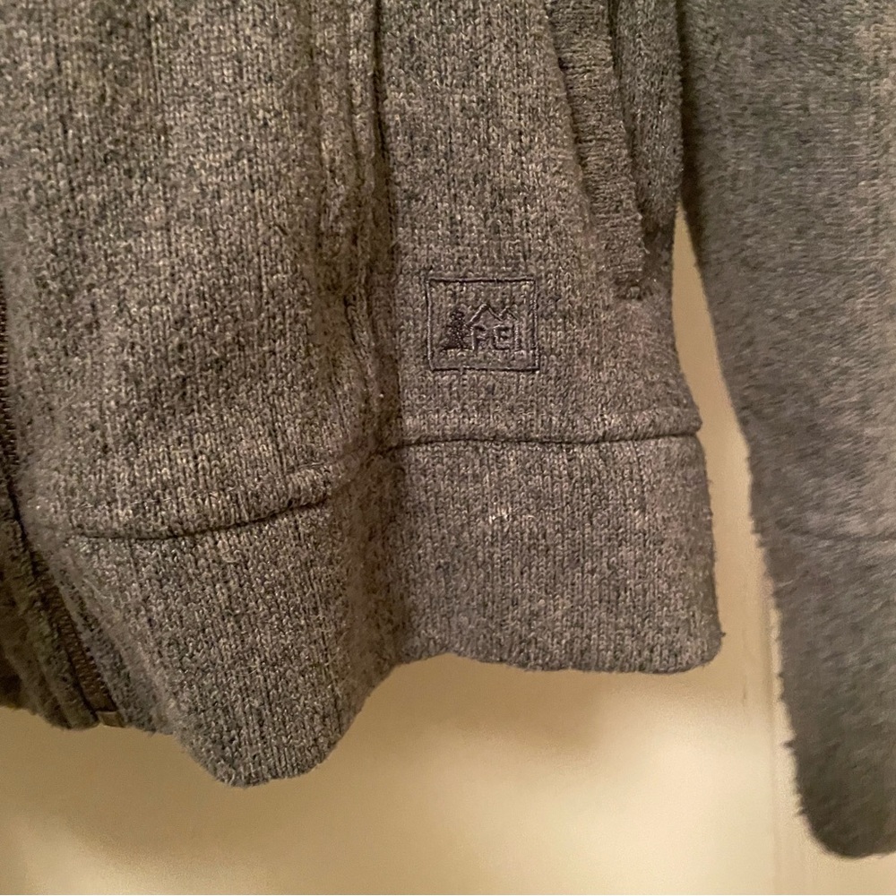 REI Jacket Womens Gray Knit Zip-Up Pockets Collar - size XS - Picture 12 of 14